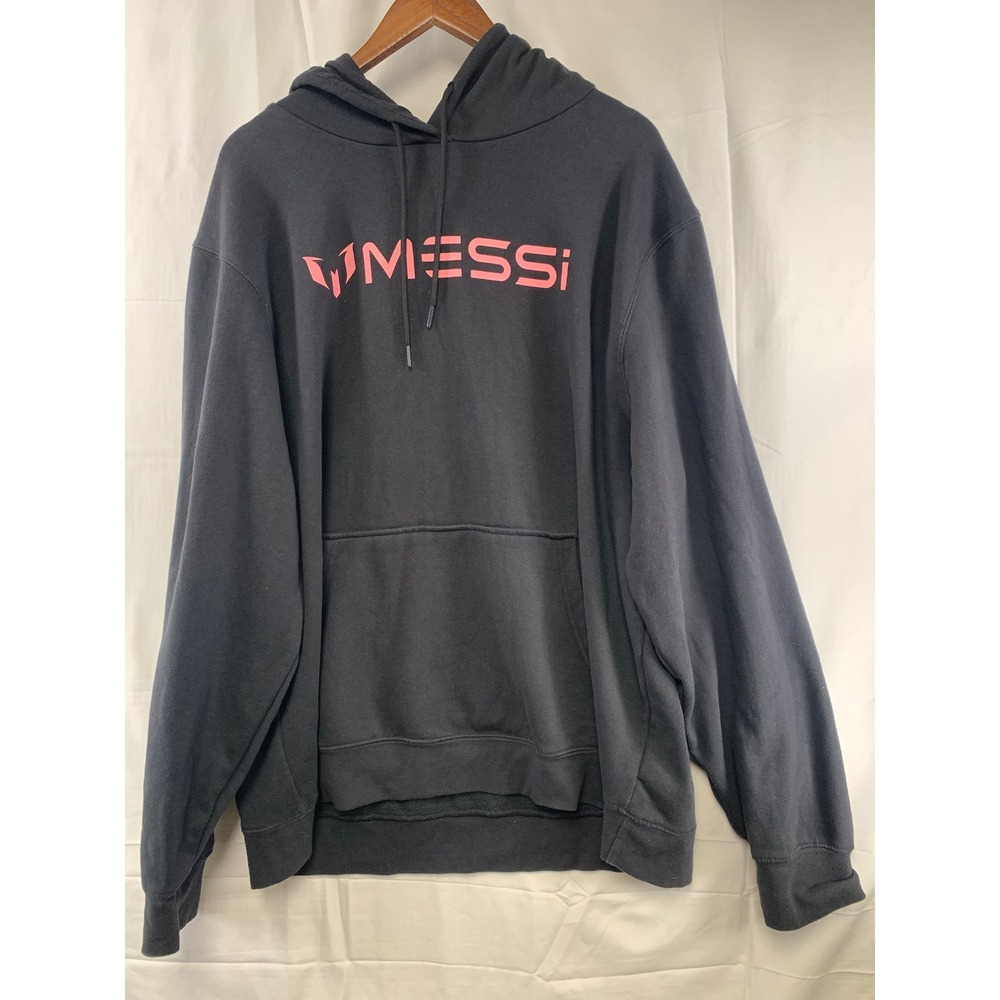 Messi Hoodie‎ Mens 3XL Black Pink Graphic Logo Pullover Sweatshirt